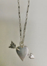 Load image into Gallery viewer, Sterling Silver Vintage Inspired Arrow Through the Heart Pendant.
